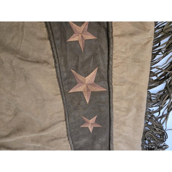 H&H Designs Decorative Pillow Cover 21x27 Western Star Fringe Accent Brown Tan - Picture 2 of 5